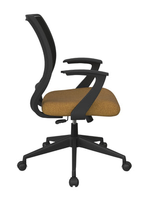 OSP Home Furnishings Screen Back Ergonomic Mesh Task Chair with Lumbar Support and T Arms for Home Office Brass EM51022N-K012