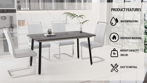 English Elm 55.12-70.87" Extendable Industrial Dining Set Faux Leather Chairs Mdf Top Seats Six Gray,White W2189S00910