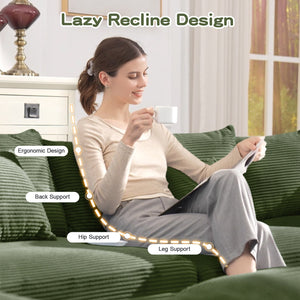 English Elm 92" Oversized Modular L-Shape Sectional Couch - Soft Corduroy, Deep Seats, Ergonomic Design & Pillows W714S01330