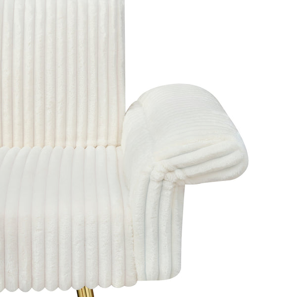 English Elm 79 Corduroy Sofa Bed Foldable Double Convertible Sleeper with Folding Armrests for Compact Living Rooms White W2290P250580