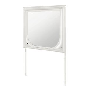 English Elm URIUNI Off White Large LED Mirror with Rich Wood Frame — Solid Wood/MDF, Dresser-Compatible Accessory B201P299629