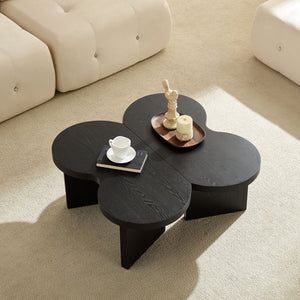 English Elm Modern Butterfly Coffee Table MDF 31.5" — Elegant Split Design, Spacious Top, Versatile Living Room Accent Black W876P353938