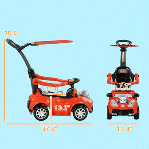 English Elm Qaba 3 in 1 Toddler Ride on Push Car with Canopy Robot Theme and Music Red W2225P229328