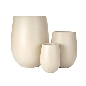 English Elm U_style Mgo Round Planter Set of Three Graduated Sizes for Patio and Indoor Decor N711P406658A