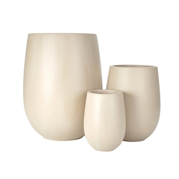 English Elm U_style Mgo Round Planter Set of Three Graduated Sizes for Patio and Indoor Decor N711P406658A