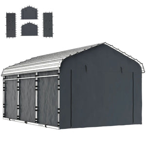 English Elm Waterproof Carport Sidewall Set Upf 50 Plus Pe Fabric Four Panel Weather Shield Kit T3971P468893
