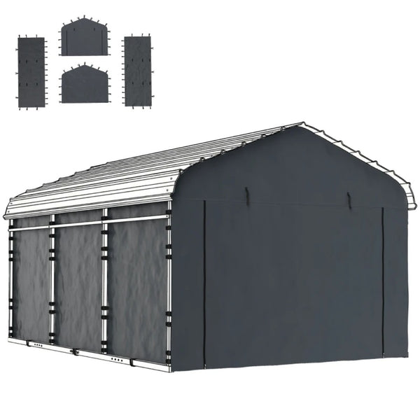 English Elm Waterproof Carport Sidewall Set Upf 50 Plus Pe Fabric Four Panel Weather Shield Kit T3971P468893