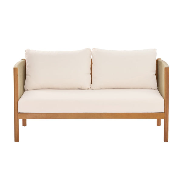 English Elm Outdoor Acacia Teak Patio Loveseat Set with Woven Rope Panels Resort Style N768P381013L