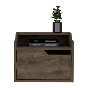 English Elm Winchester Floating Nightstand with Dual-Tier Surface, Spacious Drawer, Wall-Mount Modern Storage Dark Brown 18 L x 17 W x 5 H B097P199740
