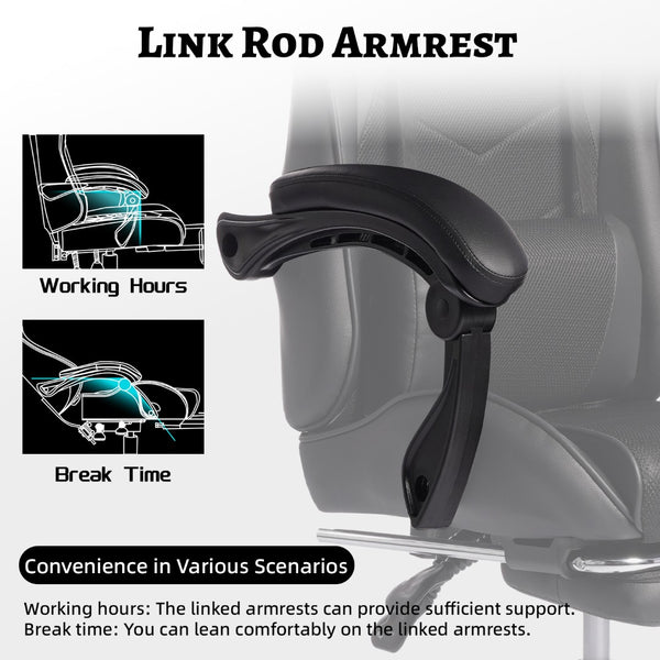 English Elm Deepfurniture Racing Style Gaming Chair Pu Leather Massage Lumbar Footrest Home Office Black W3860P428636