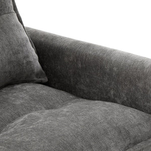 English Elm UNITED Swivel Barrel Chair with Chenille Upholstery, 360° Smooth Rotation, Padded Arm Comfort and Side Pockets for Living Room Relaxation Gray W1568P290087