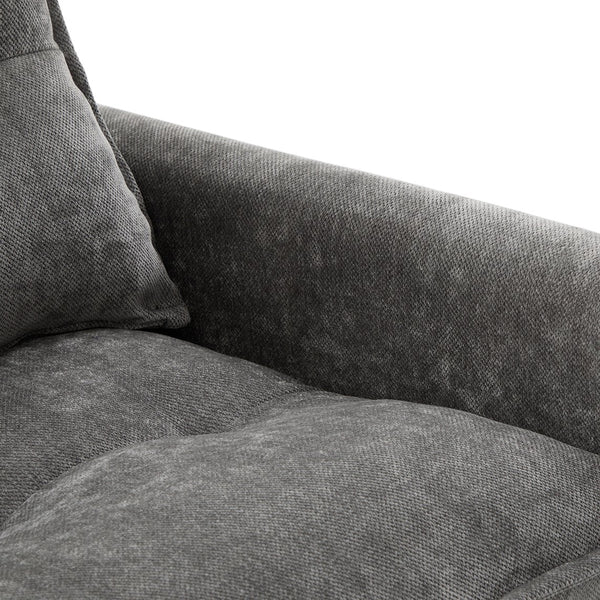English Elm UNITED Swivel Barrel Chair with Chenille Upholstery, 360° Smooth Rotation, Padded Arm Comfort and Side Pockets for Living Room Relaxation Gray W1568P290087