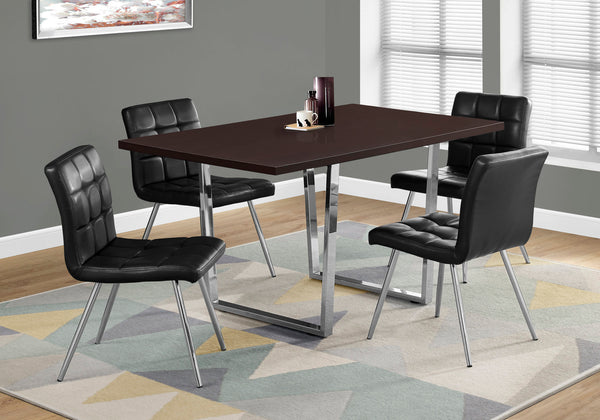English Elm Dining Table - 60" Rectangular Espresso Laminate With Chrome Legs - Modern & Versatile Design For Any Space B2710P286992