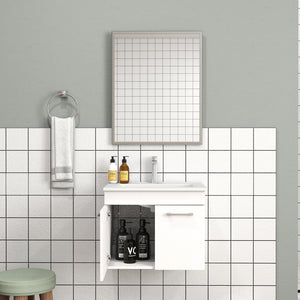 English Elm 24-Inch Wall-Mounted Bathroom Vanity With Sink, Mirror, Soft-Close Doors & Sleek Storage Solutions W3151S00025
