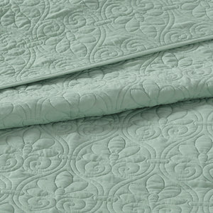 English Elm Reversible Madison Park Quebec Bedspread Set Full Seafoam – Quilted, Oversized, Antimicrobial Cotton Fill B03597550