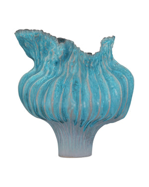 Currey & Company Flying Silk Blue Vase – Exquisite Porcelain Art With Fluid Design And Cascading Turquoise Glaze Blue Porcelain 1200-0981-currey-company