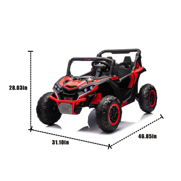 English Elm 24v Two Seat Kids Electric Utv with Parental Remote Suspension Off Road Ride On Red W1578P184803