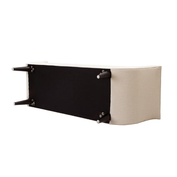 English Elm Alma Velvet Tufted Entryway Bench with Flared Arms and Bolster Pillows Included B2719P238454