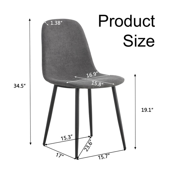 English Elm Dining Chairs Set of 4 Dark Gray Linen-Cotton Upholstered Side Chairs with Black Metal Legs, Ergonomic Comfort W115164380