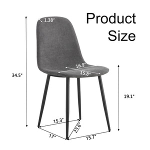 English Elm Modern multifunctional lifting table with 4 dark gray linen chairs, adjustable height, MDF top, sleek black legs — versatile dining and coffee set (W1151S00748) W1151S03835