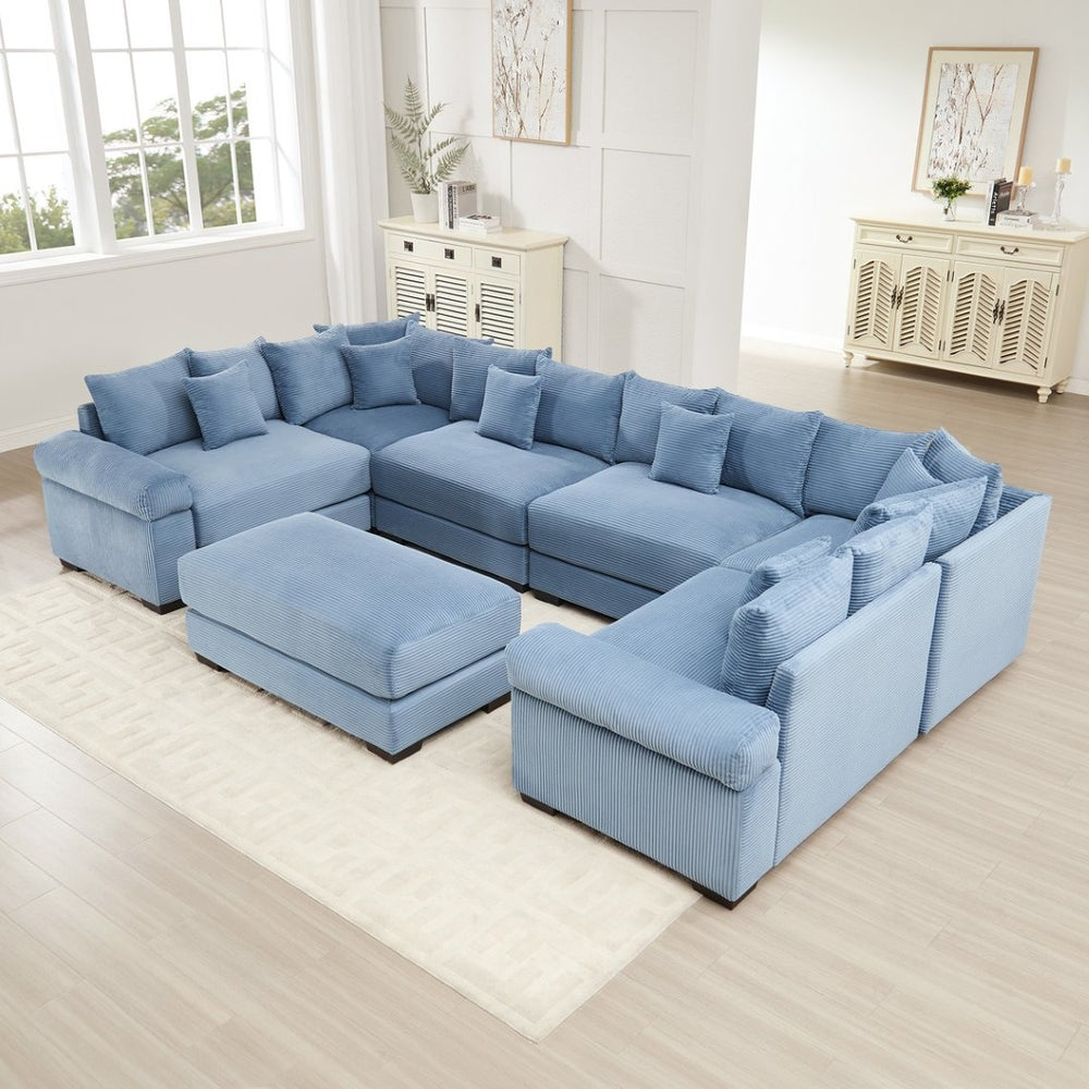 English Elm Oversized Modular Sectional Couch - Cloud-Like Comfort, Ergonomic Design, Soft Corduroy, Versatile Layout W714S01362-GIGA