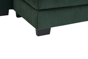English Elm Modern U Shaped 6-Seat Sectional Sofa with Ottoman and 3 Toss Pillows, Corduroy Modular Comfort and Durable Frame Green W2363S00042