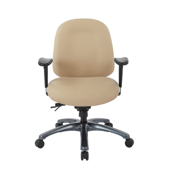OSP Home Furnishings Multi-function Ergonomic Mid Back Office Chair with Lumbar Support and Titanium Base Buff 8512-R104