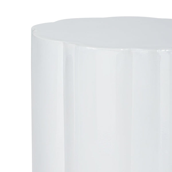 English Elm High-gloss Sculptural Outdoor Side Table Mgo Weather Resistant Patio Accent White N768P371797W