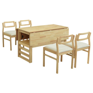 English Elm Topmax Rubberwood Extendable Dining Set with Drop Leaves and Linen Chairs for Four SP000080AAA