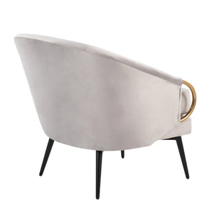 English Elm Claire Velvet Accent Chair — Contemporary Glam Silver Upholstery, Gold Arms & Black Steel Frame, Plush Comfort B202P223460