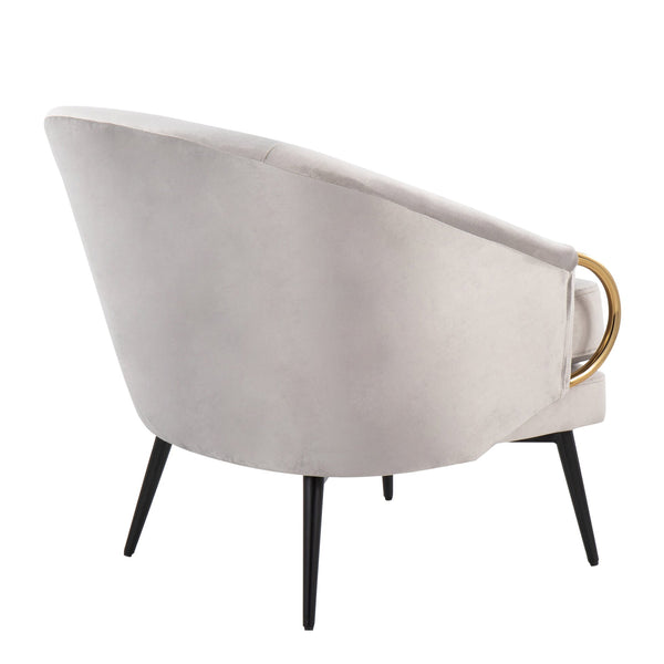 English Elm Claire Velvet Accent Chair — Contemporary Glam Silver Upholstery, Gold Arms & Black Steel Frame, Plush Comfort B202P223460