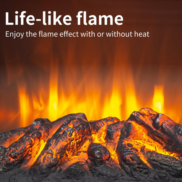 English Elm 18 Inch Freestanding Electric Fireplace Stove with 3d Led Flame and Matte Black Finish W1769P345280