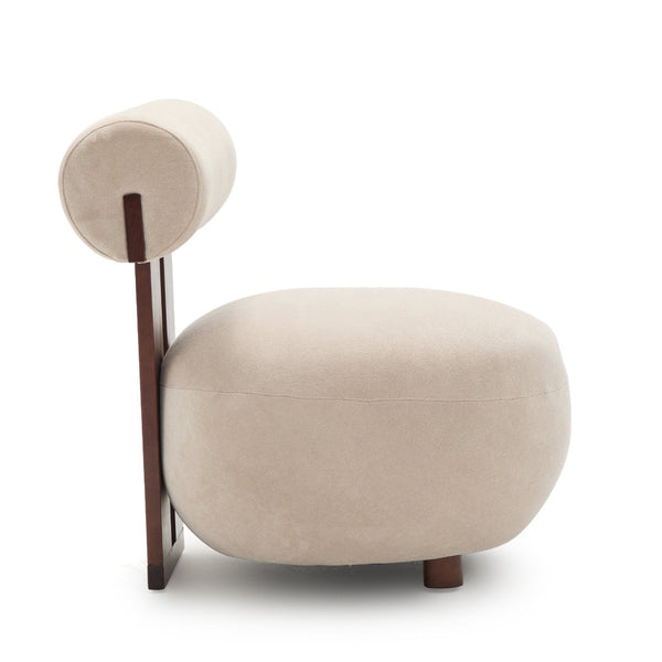 English Elm Modern Sculptural Velvet Accent Chair with Solid Wood Legs for Eclectic Living Spaces Light Brown,Walnut N776P420637B