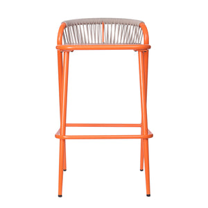 English Elm Christopher Knight Home® - Outdoor 29" Seat Height Aluminum Barstools with Rope Scallop Backrest, Rust-Resistant Patio Set Orange N772P247736O