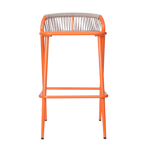 English Elm Christopher Knight Home® - Outdoor 29" Seat Height Aluminum Barstools with Rope Scallop Backrest, Rust-Resistant Patio Set Orange N772P247736O