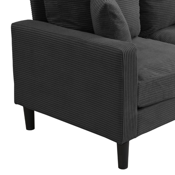 English Elm 57 Inch Compact Upholstered Loveseat with Hardwood Frame for Modern Living Spaces Dark Gray W311P221210