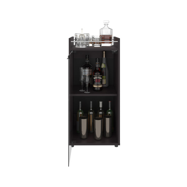 English Elm Minibar Cabinet Lampeter Black – Engineered Wood Two-Tier Glass Door Bar Cabinet for Living Room B092P315562