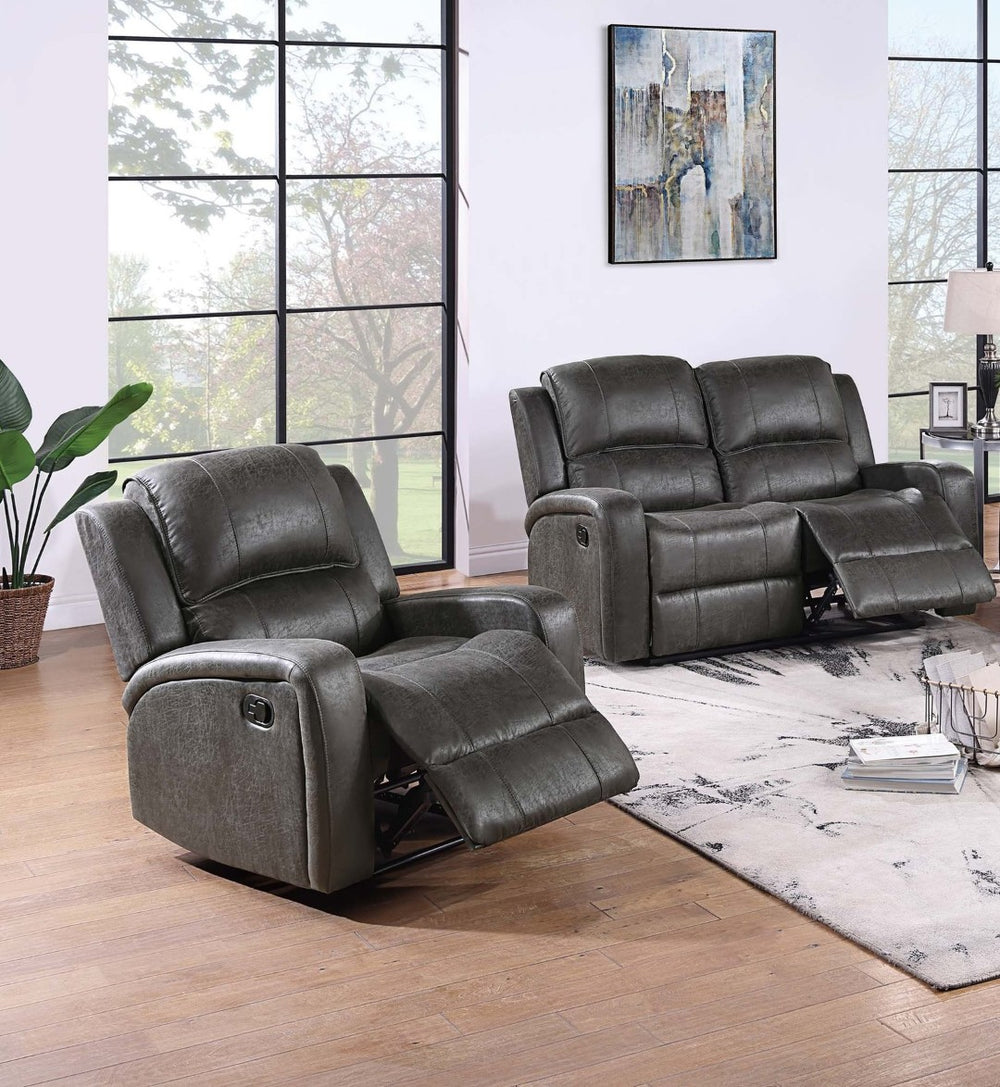 English Elm Modern Tufted Loveseat and Recliner Set Leather Look Upholstery for Living Rooms B011S02369
