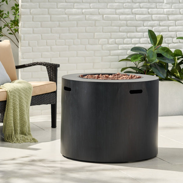 English Elm Circular Powder Coated Iron Propane Fire Pit 50000 Btu Outdoor Patio Gatherings N772P405046B