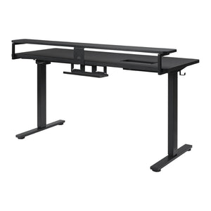 OSP Home Furnishings Primo Electric Standing Desk with Monitor Shelf Steel Frame and Built-in Cable Management PMO6024GD-BCF