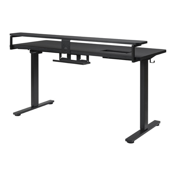 OSP Home Furnishings Primo Electric Standing Desk with Monitor Shelf Steel Frame and Built-in Cable Management PMO6024GD-BCF