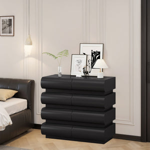 English Elm 8 Modern 8-Drawer Dresser for Bedroom with Handle-Free Design, Spacious Chest for Organized Living Black W757P235733