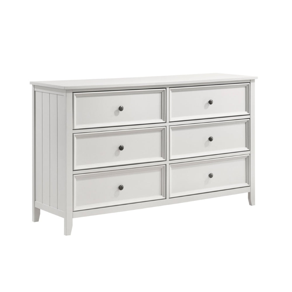 English Elm Classic Farmhouse Six Drawer Dresser with Shiplap Panels and Off White Wood Finish B011P176911
