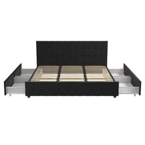 English Elm Upholstered Velvet Storage Bed with Tufted Headboard and Four Drawers for Bedroom B2733S00007