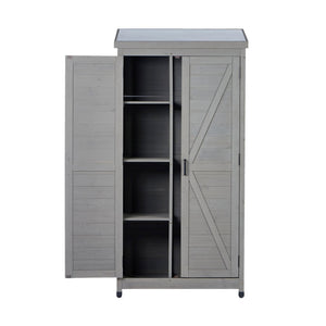English Elm Outdoor Cedar Wood Vertical Storage Shed with Metal Roof for Garden Tools W2640P262538