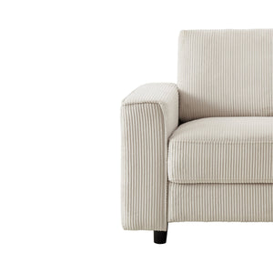 English Elm Modern Minimalist Chair Corduroy Sofa with Plush Wrinkle‑Resistant Fabric and Sturdy Wooden Frame, Compact Comfortable Seating for Home and Office Spaces Beige B347P401091