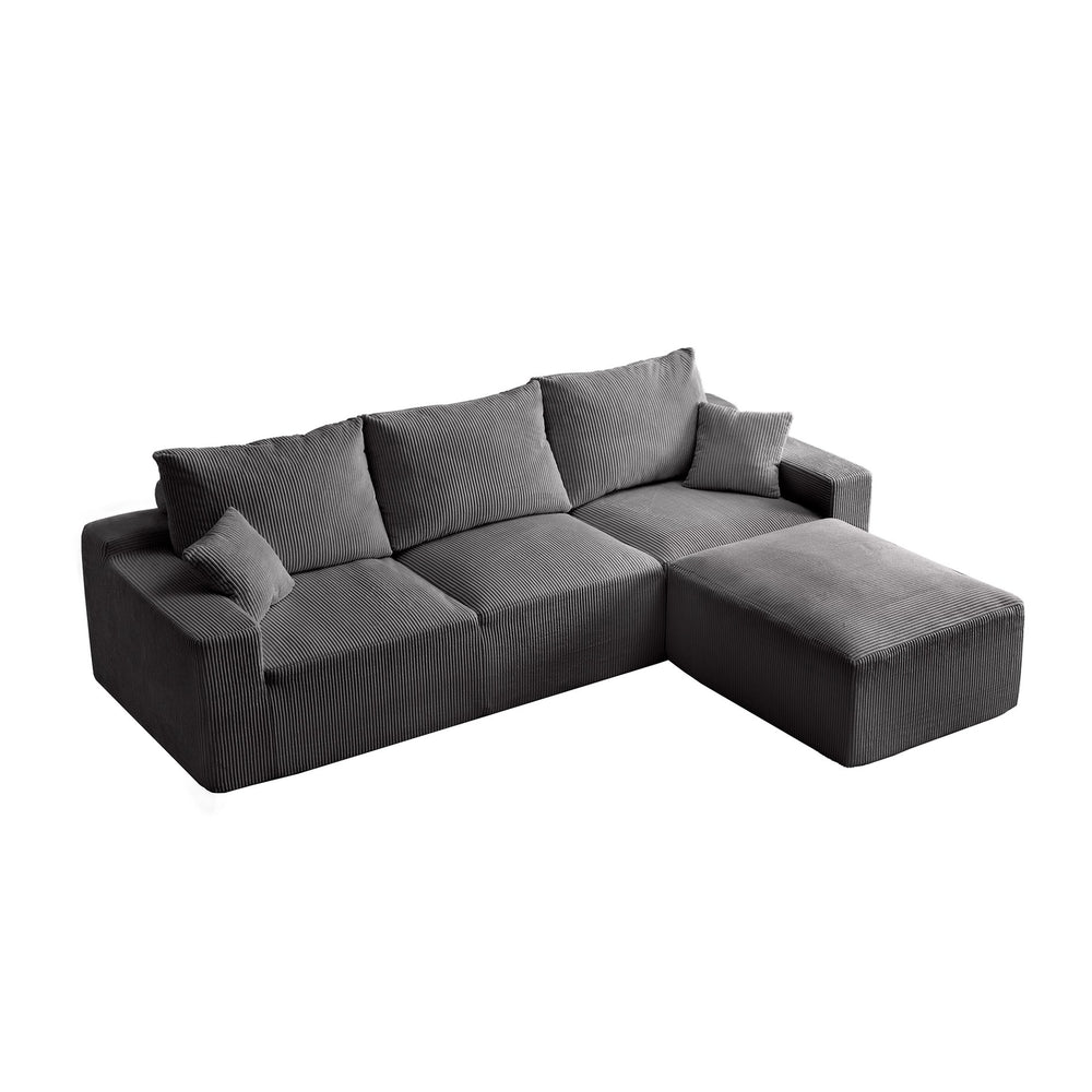 English Elm "110" L-Shaped Sectional Sofa - Cloud-Like Modular 3-Seater With Chaise, No Assembly, Ultra-Soft Corduroy W2606S00005