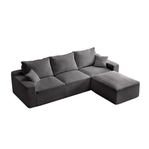English Elm "110" L-Shaped Sectional Sofa - Cloud-Like Modular 3-Seater With Chaise, No Assembly, Ultra-Soft Corduroy W2606S00005