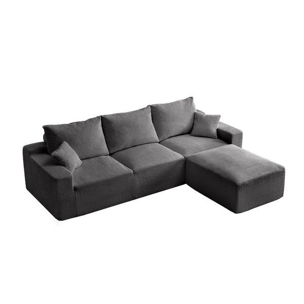 English Elm "110" L-Shaped Sectional Sofa - Cloud-Like Modular 3-Seater With Chaise, No Assembly, Ultra-Soft Corduroy W2606S00005