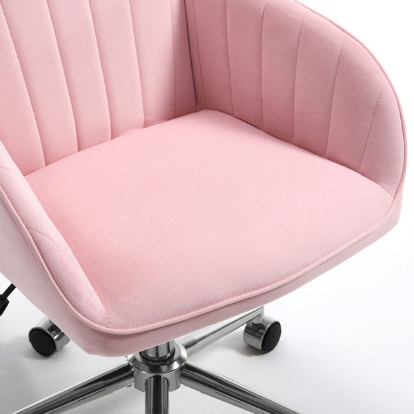 English Elm Ty Velvet Swivel Chair – Ergonomic Office Seating With Plush Memory Foam, Stylish Baby-Pink Design W2311P295812-GIGA